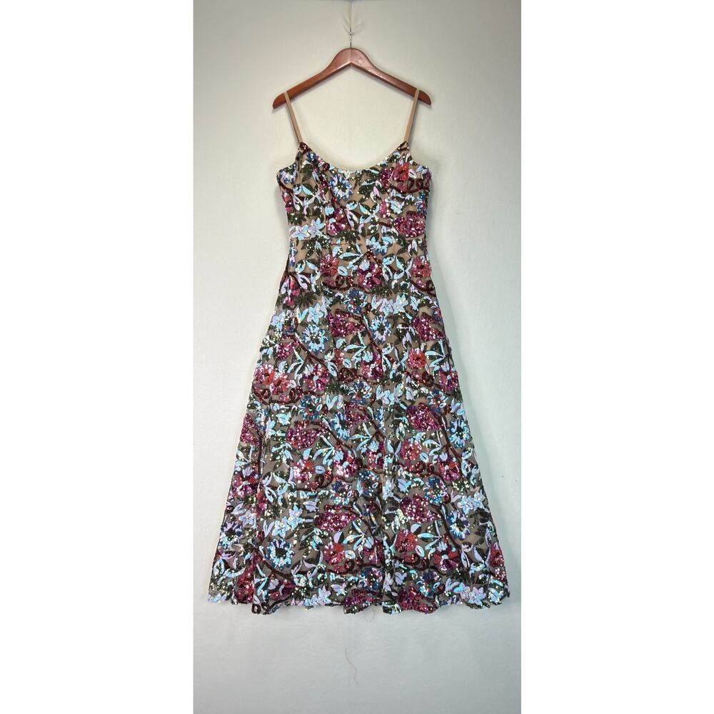 Dress The Population Fit & Flare Floral Sequin Lace Midi Dress Size XL